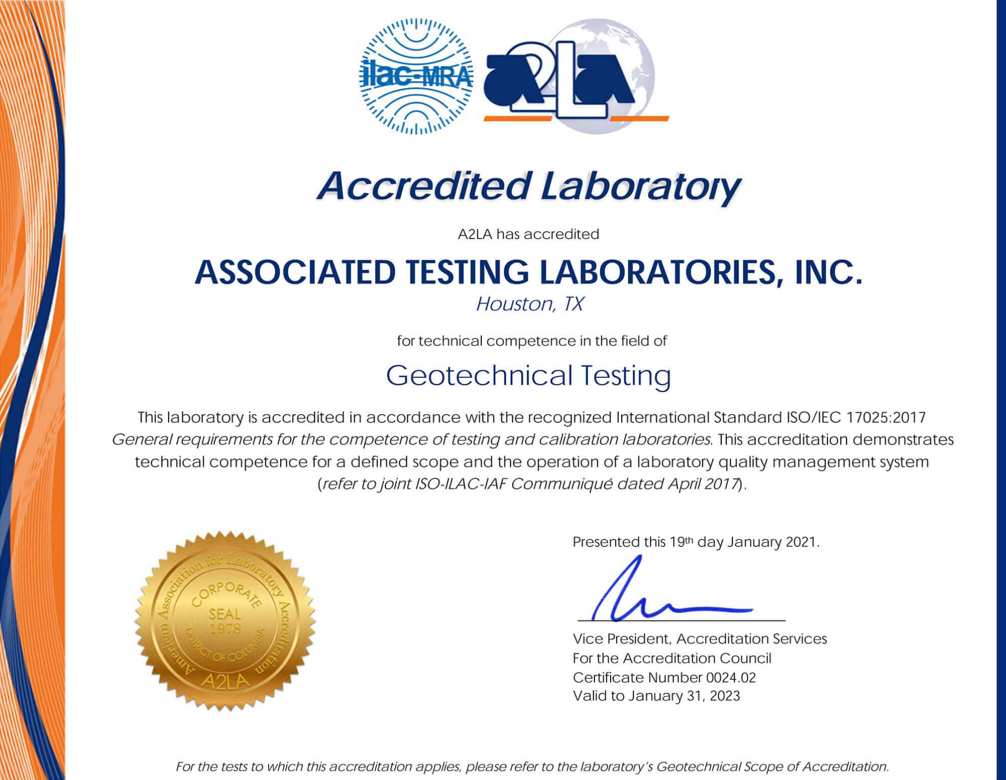 HUB, DBE, MBE, WOSB, woman-owned, minority-owned, and certified member of the American Association for Laboratory Accreditation, ATL performs reliable geotechnical, environmental, and material testing.